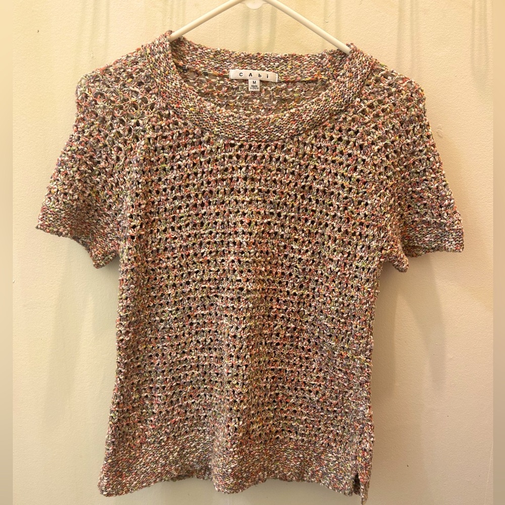 CAbi Open Knit Rainbow Sweater